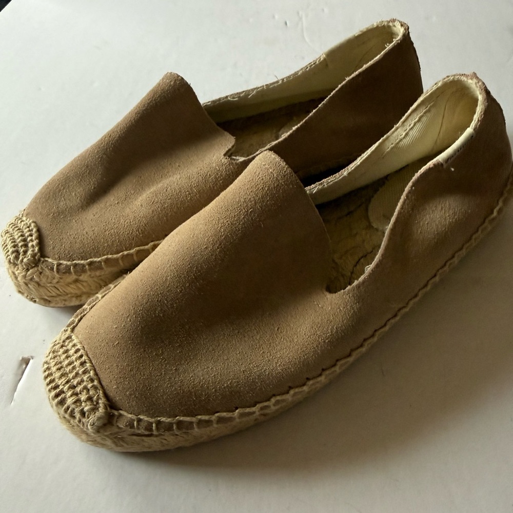 Soludos Espadrilles Women’s Suede Leather Natural Shoes Size 5.5 NWOT
